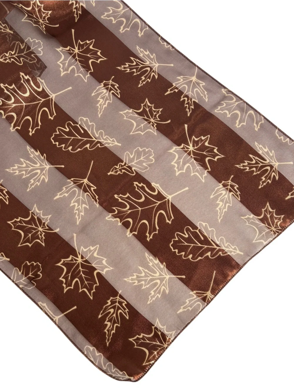 Brown Gold Leaf Print Oblong Scarf